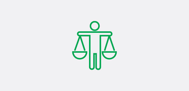 Equality icon. Person holding scales.